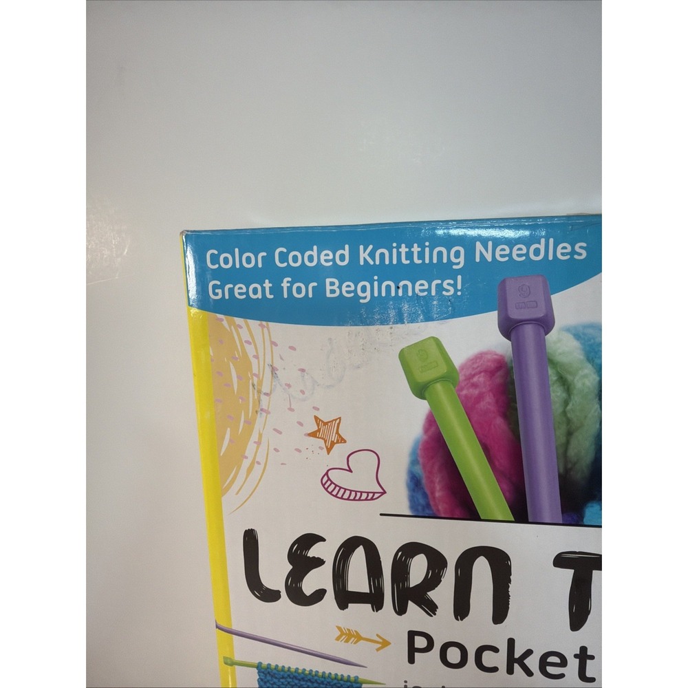 Learn to Knit Pocket Scarf Kit Lion Brand Yarn Colorful Yarn/Needles Open/Unused - Picture 2 of 9